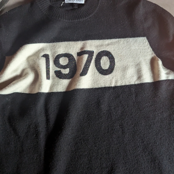 Bella Freud - 1970 Jumper - Black and White Crewneck Sweater - Picture 6 of 16